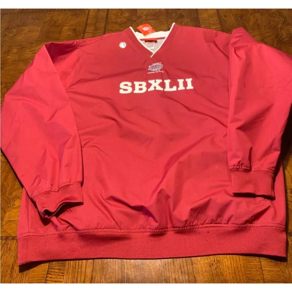 NFL Super Bowl XLII Arizona 02.03.08 Red Wind Breaker  Pull Over Men's XL